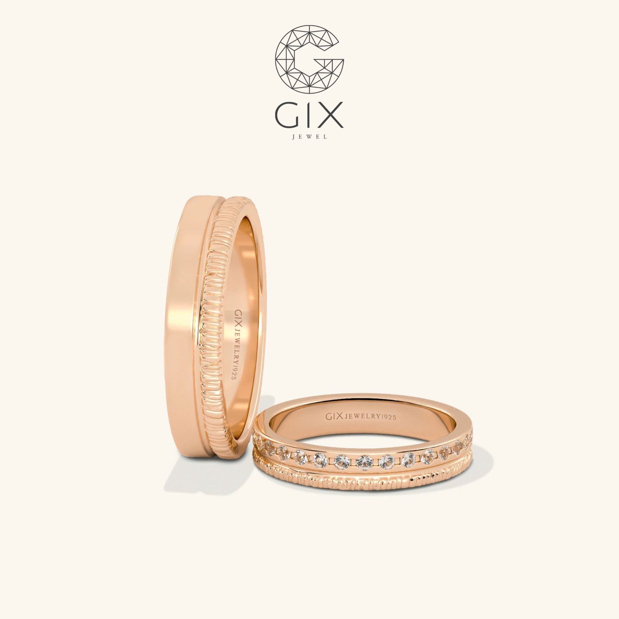  Nhẫn cưới vàng 10k vô cực đẹp khắc chữ Gix Jewel - GCR25050051 