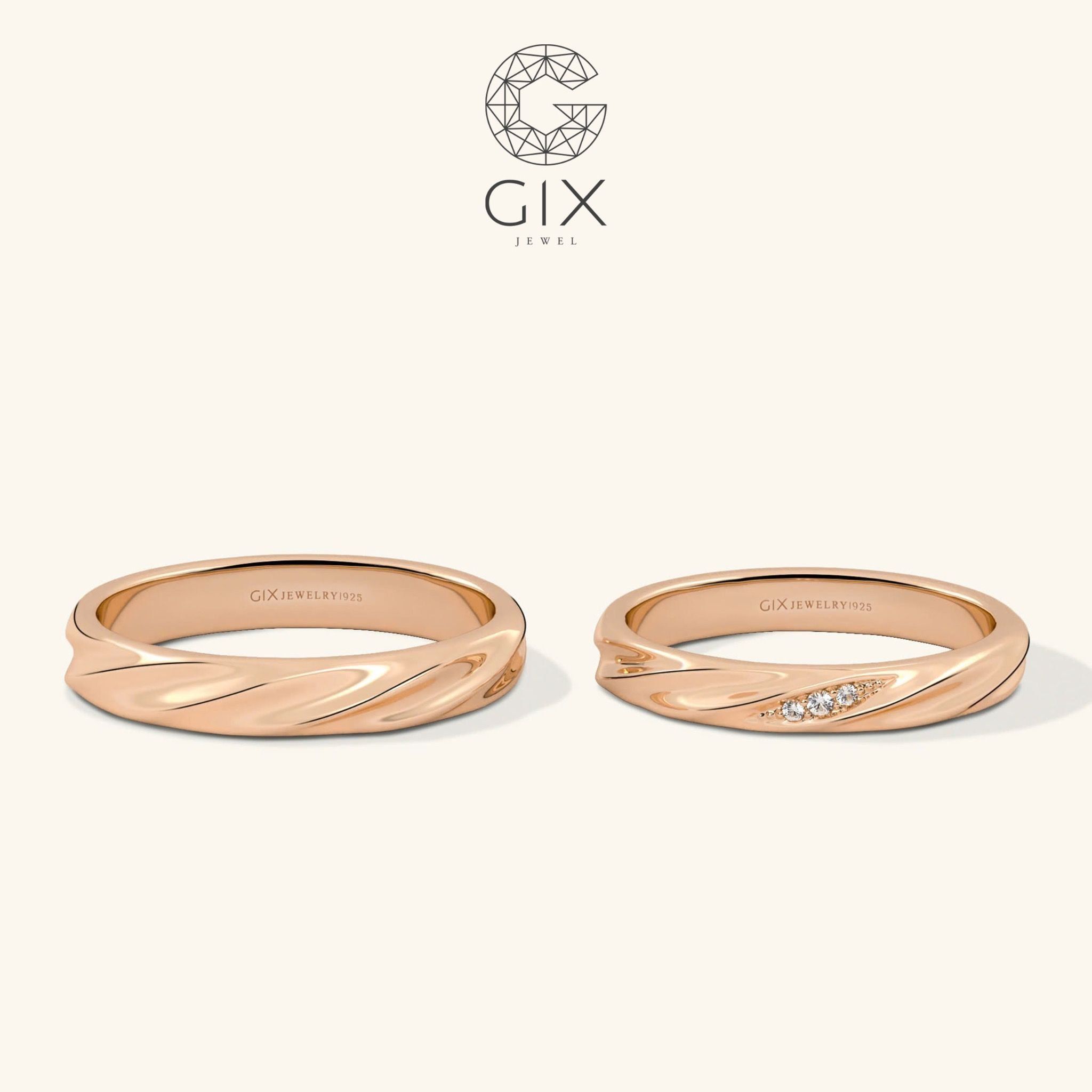  Nhẫn cưới Forte vàng 18k đính kim cương Gix Jewel - GCR25050091 