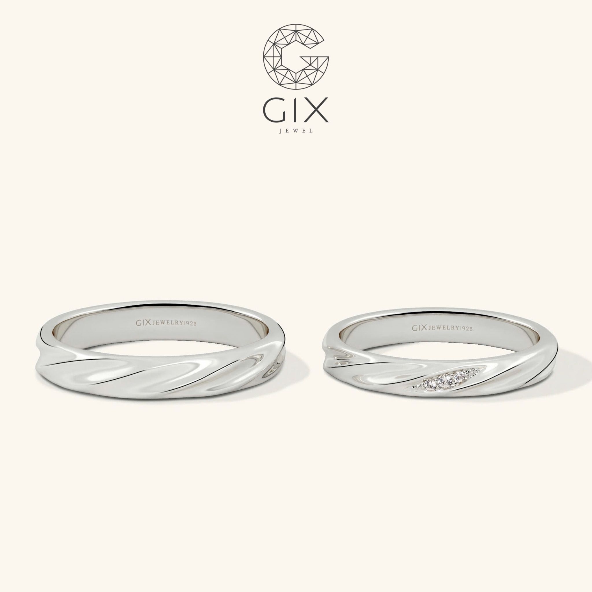  Nhẫn cưới Forte vàng 18k đính kim cương Gix Jewel - GCR25050091 