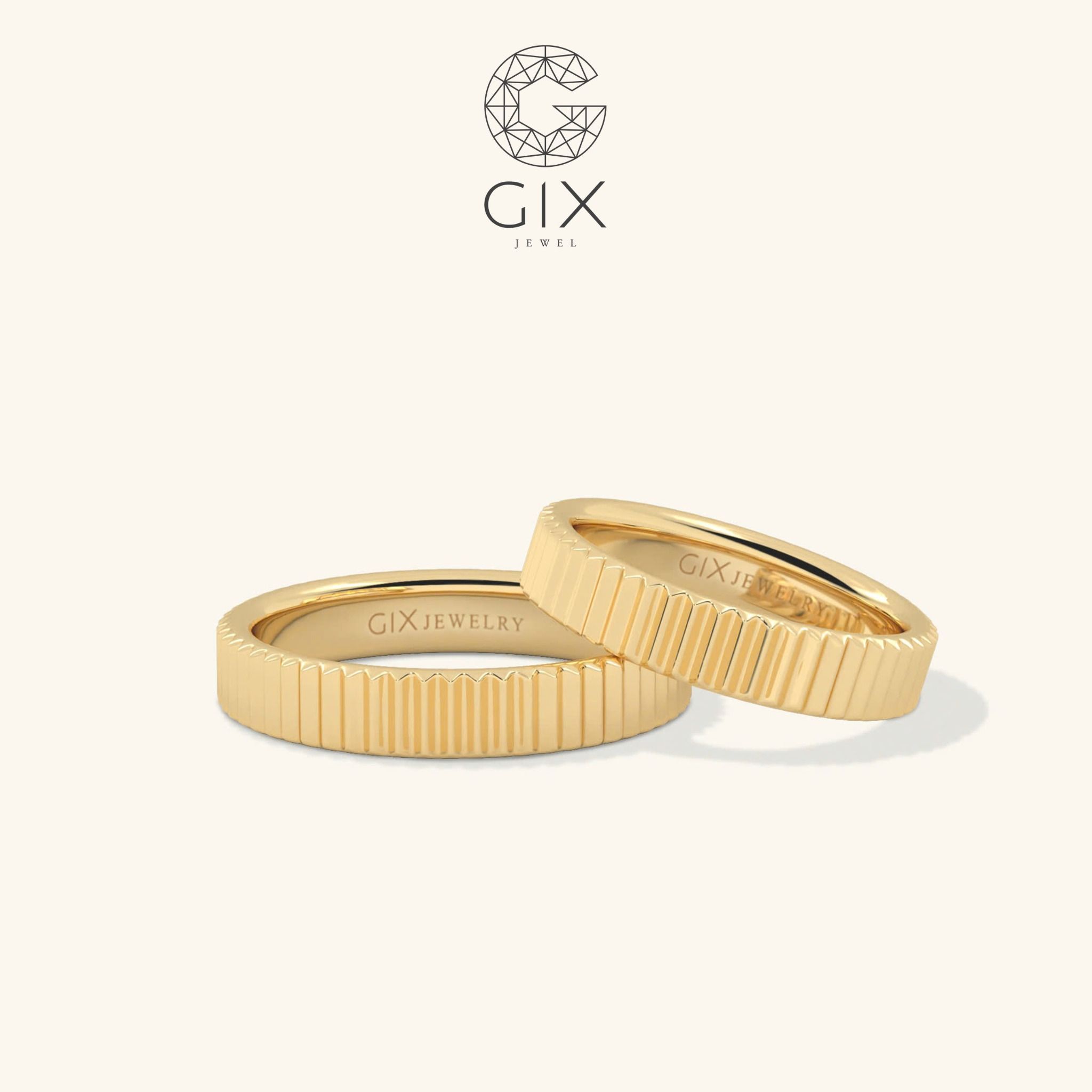  Nhẫn Cưới Vàng 14k Vát Cạnh - Metrica | GCR25050003 