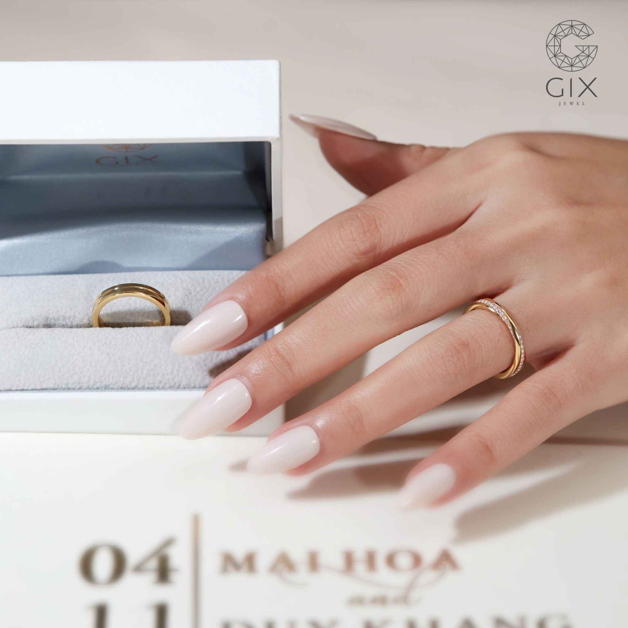  Nhẫn cưới Mobius vô cực vàng 18K đính kim cương Gix Jewel - GCR25050093 