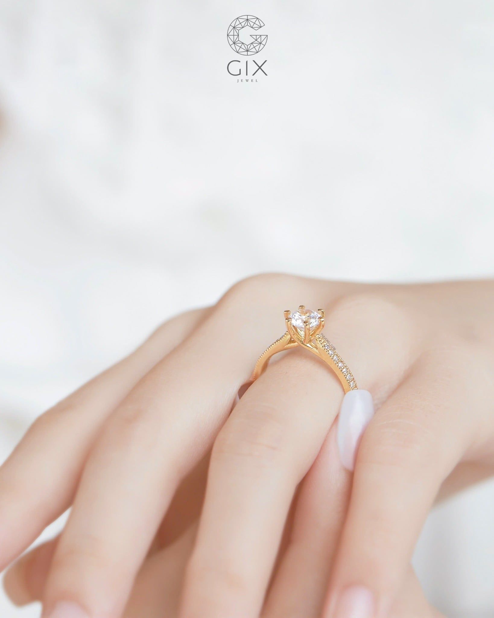  Nhẫn cầu hôn vàng 18k Crown Arch | Gix Jewel 