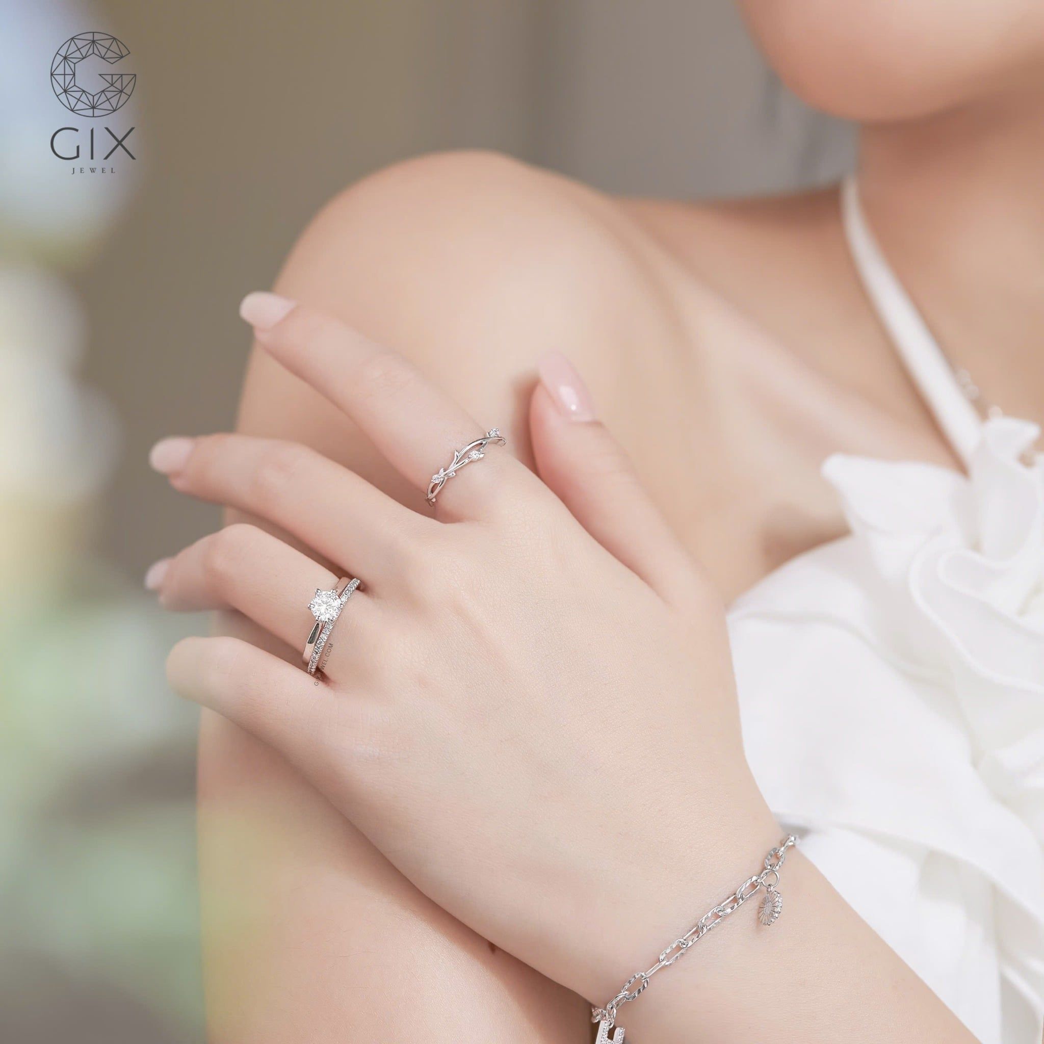  Nhẫn đính hôn bạc Crystal Vow | Gix Jewel 