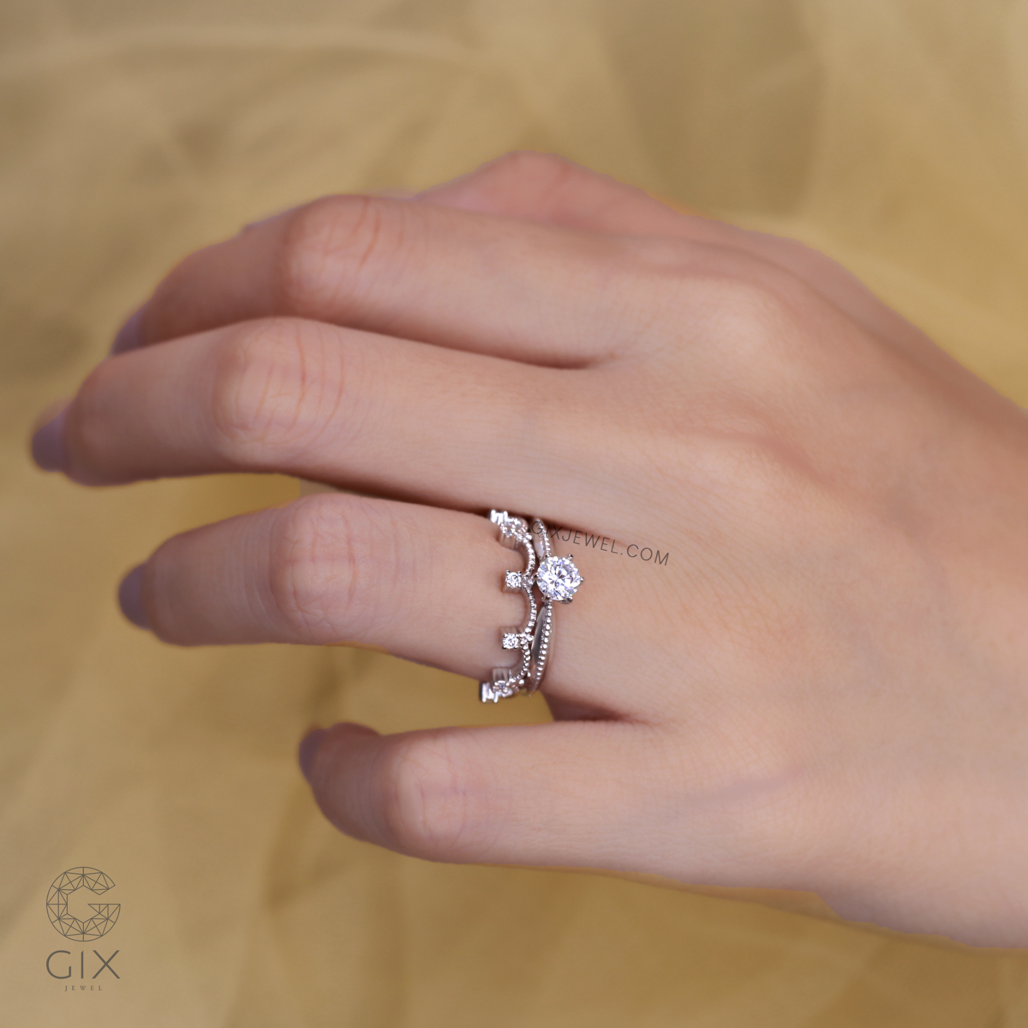  Nhẫn cầu hôn vàng 14k Crown Desire | Gix Jewel 