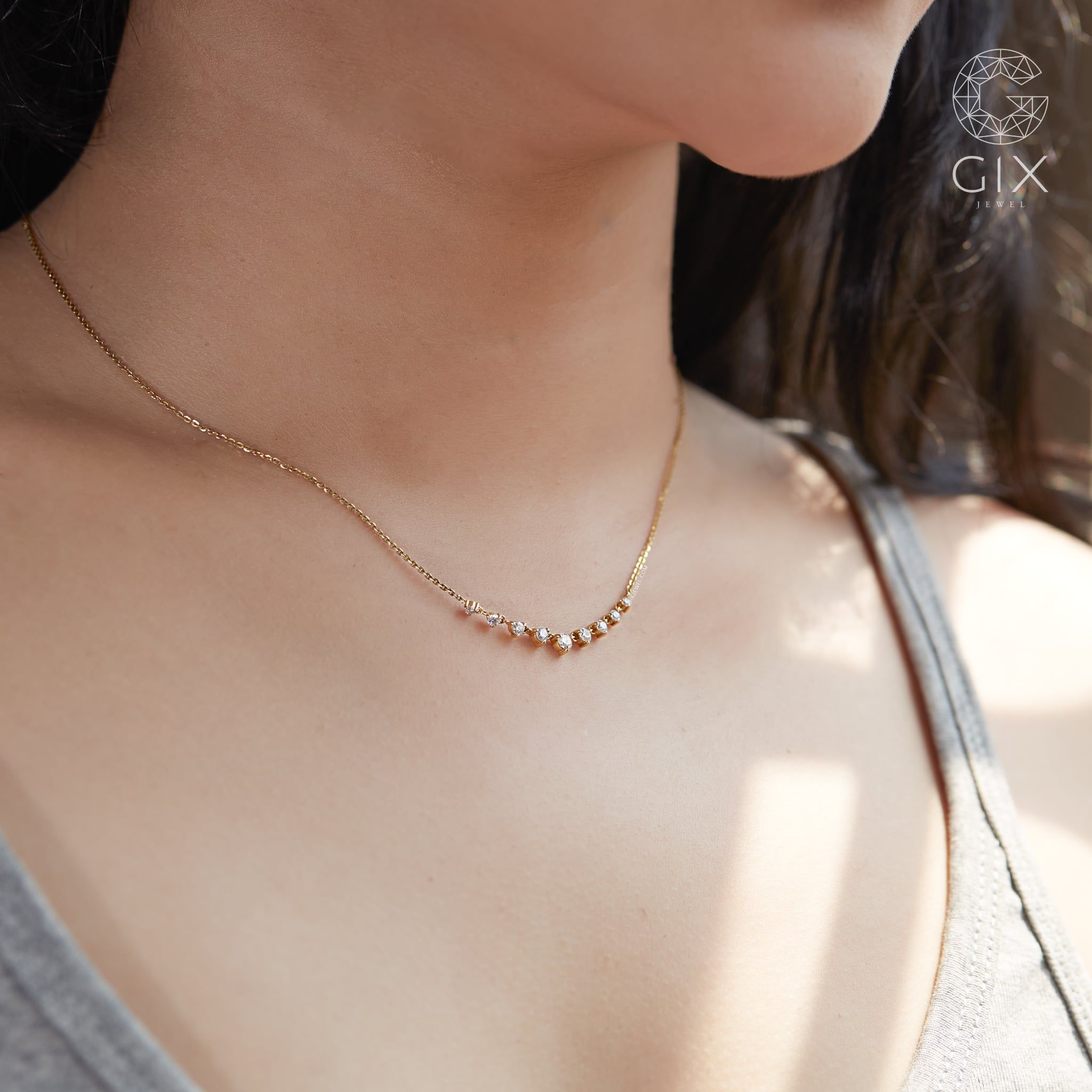  [CÓ SẴN] Dây chuyền vương miện moissanite vàng vàng 14k | Gix Jewel 