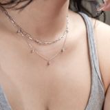  [CÓ SẴN] Dây chuyền kim cương tấm vàng trắng 18k | Gix Jewel 