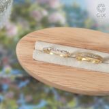  [CÓ SẴN] Nhẫn vàng 14k bản vuông line bi nửa hàng đá - ni 10 