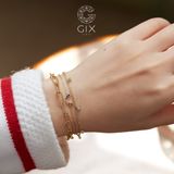  [CÓ SẴN] Lắc tay vàng 14k vòng cung đính đá cầu vồng - 16.5cm 