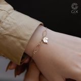  [CÓ SẴN] Lắc chân đính charm voi vàng hồng 18k - 23.5cm 