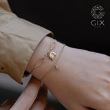  [CÓ SẴN] Lắc chân đính charm voi vàng hồng 18k - 23.5cm 