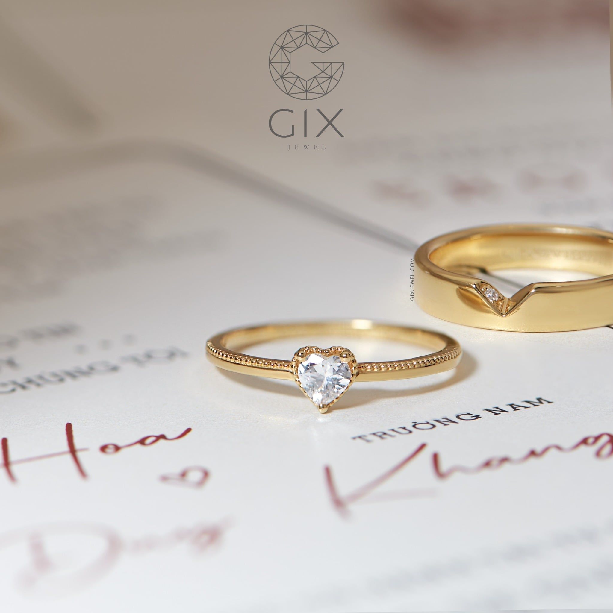  Nhẫn cầu hôn vàng 14k Heart Beat | Gix Jewel 