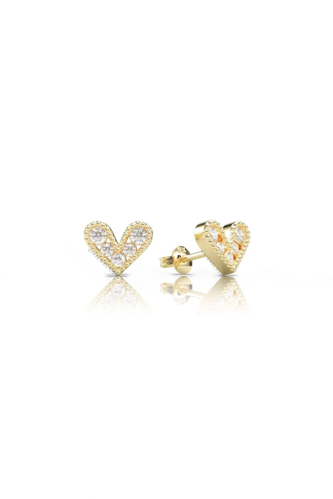  [CÓ SẴN] Bông tai moissanite trái tim vàng vàng 14k - GBT25050106 