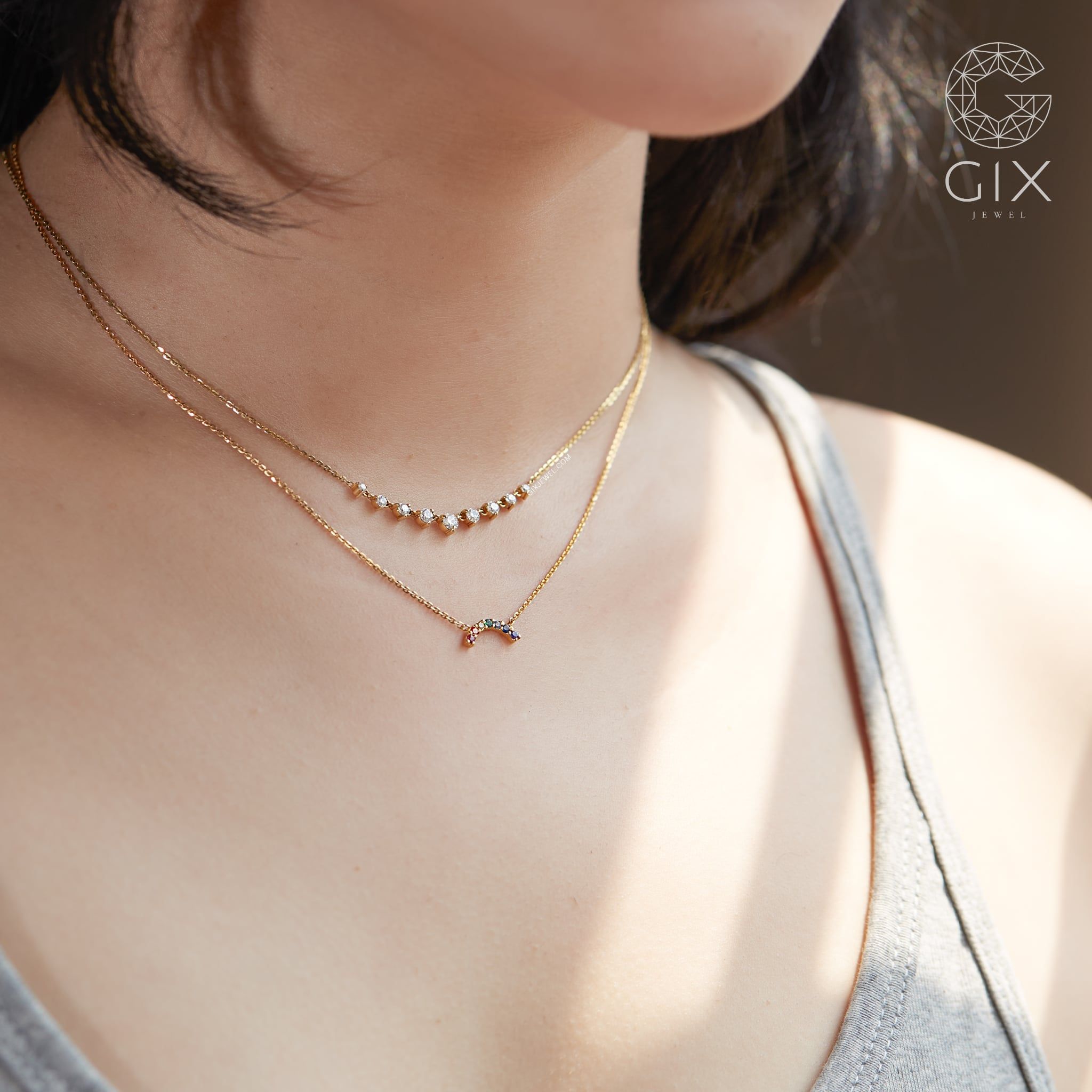  [CÓ SẴN] Dây chuyền vương miện moissanite vàng vàng 14k | Gix Jewel 
