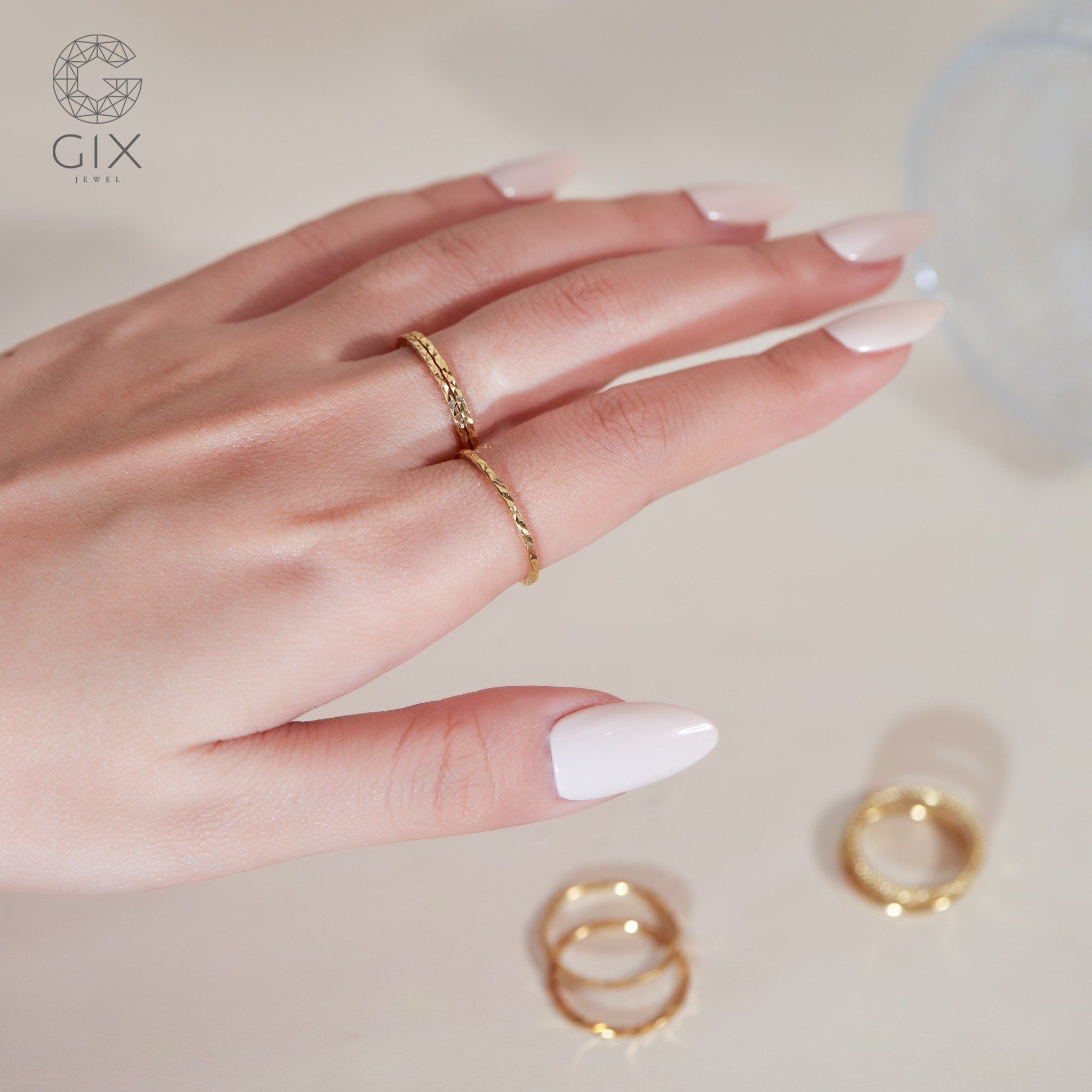  Nhẫn bạc 925 nữ đơn giản đẹp chạm hoạ tiết dọc tinh tế Gix Jewel 