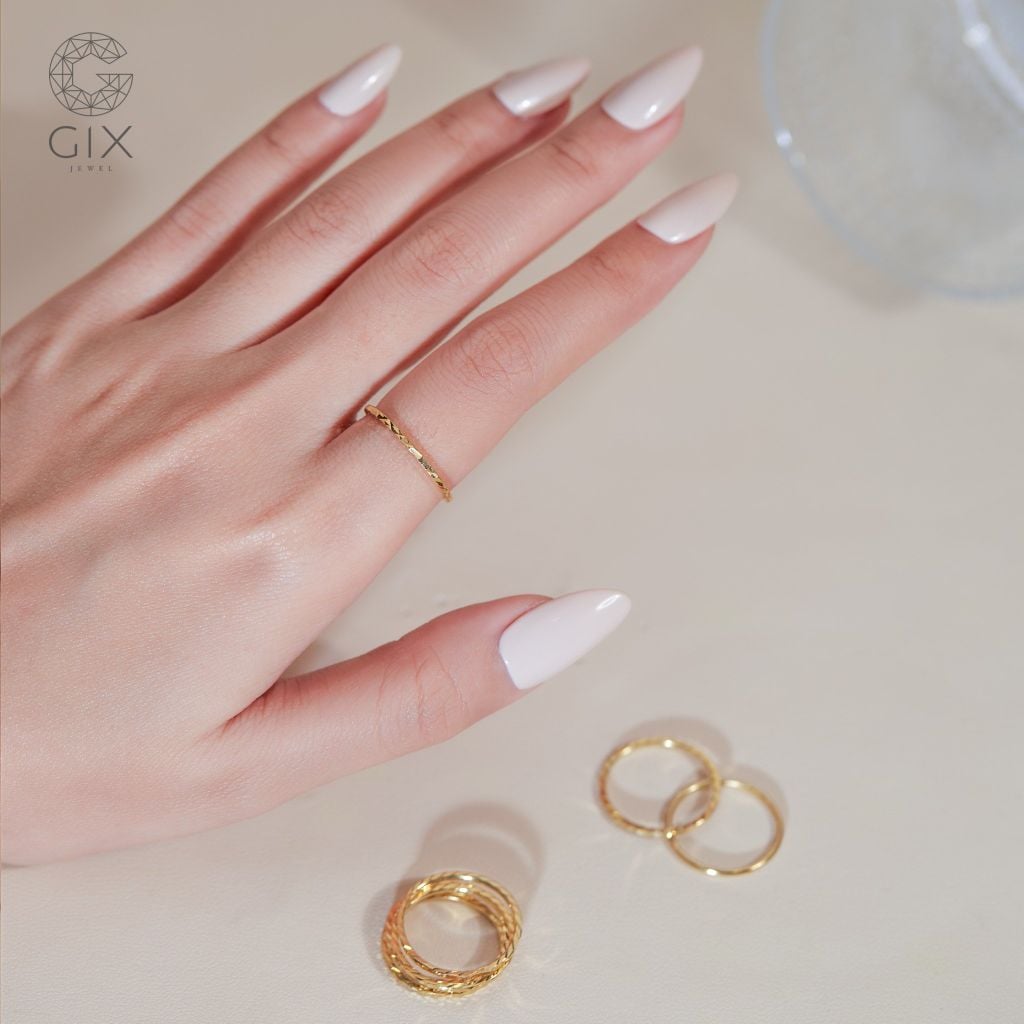  Nhẫn bạc 925 nữ đơn giản đẹp chạm hoạ tiết dọc tinh tế Gix Jewel 