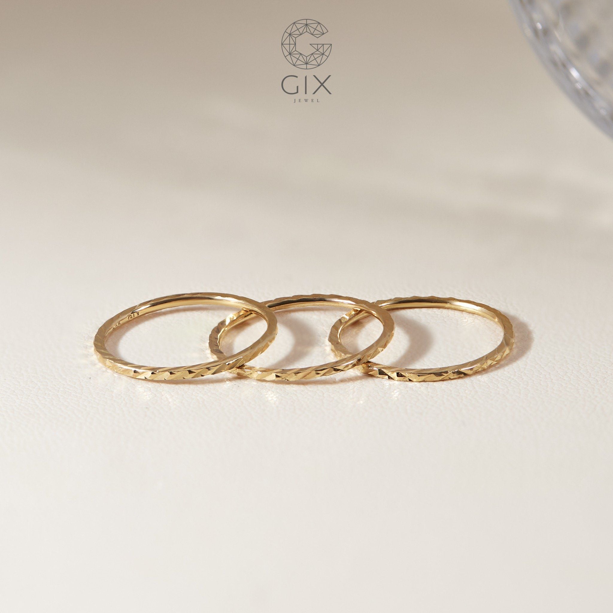  Nhẫn bạc 925 nữ đơn giản đẹp chạm hoạ tiết dọc tinh tế Gix Jewel 