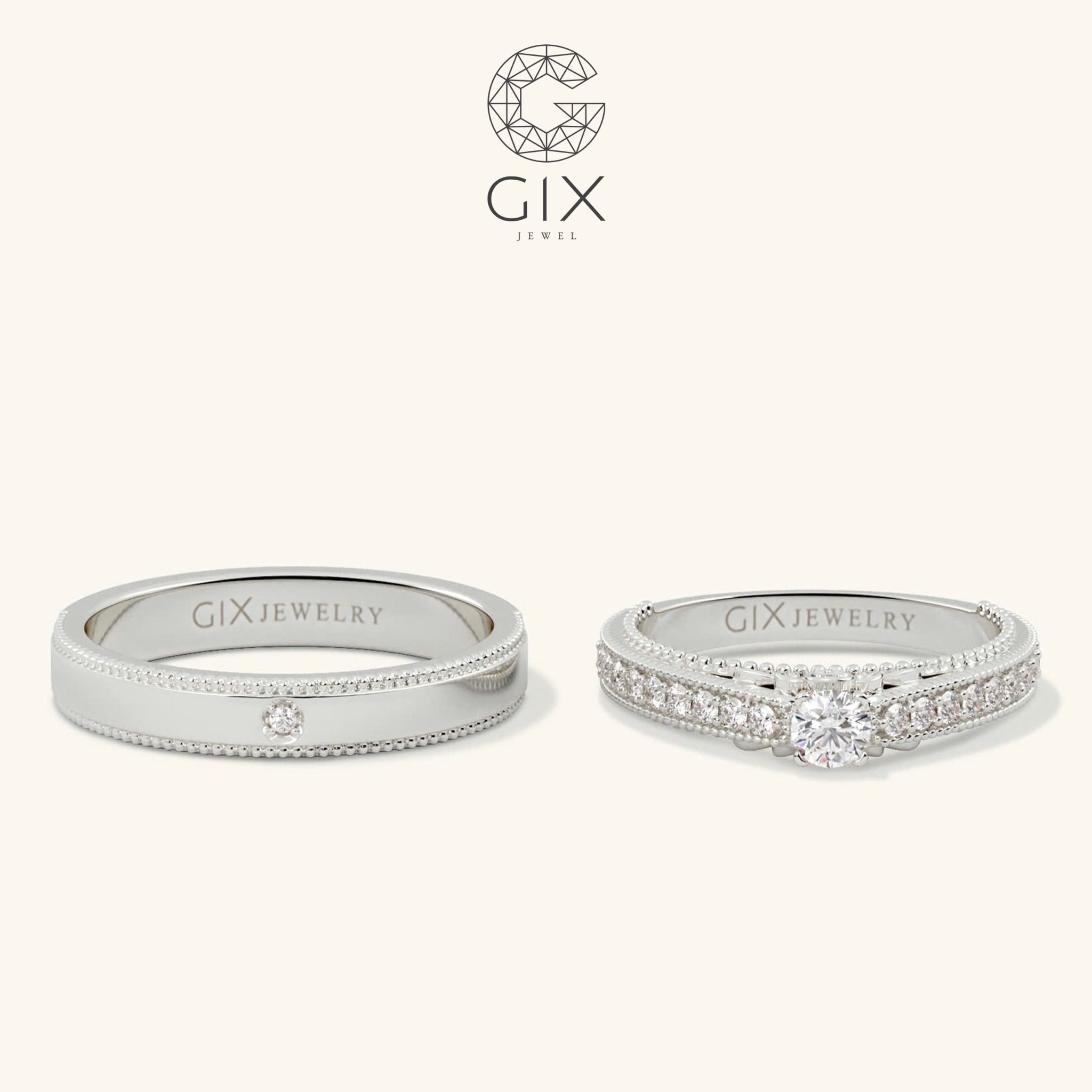  Nhẫn cưới Eternity vàng 610 đính kim cương Gixjewel - GCR25050114 