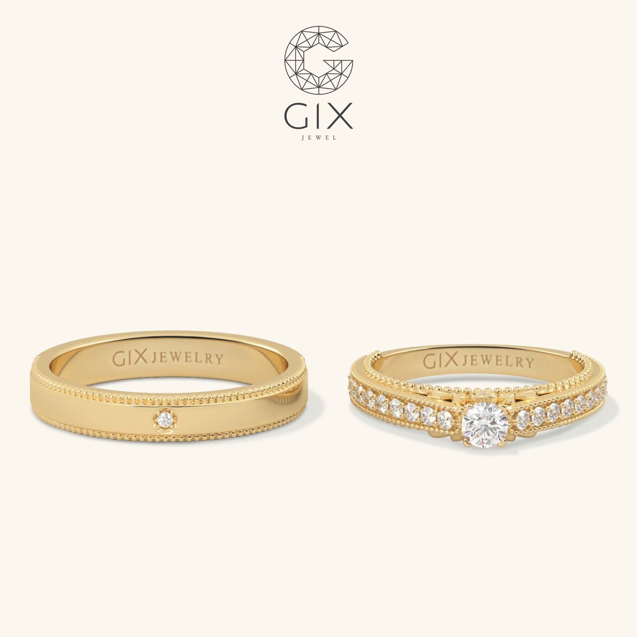  Nhẫn cưới Eternity vàng 18k đính kim cương Gixjewel - GCR25050114 