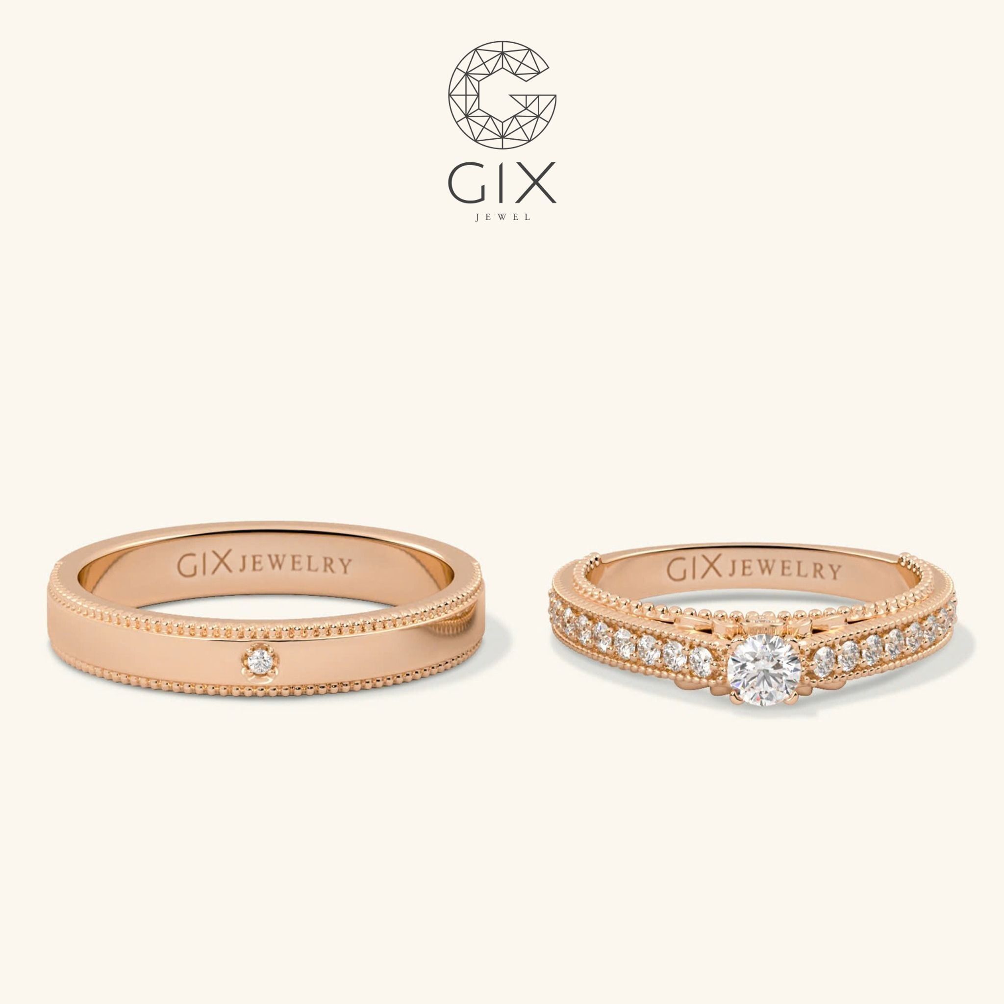  Nhẫn cưới Eternity vàng 610 đính kim cương Gixjewel - GCR25050114 