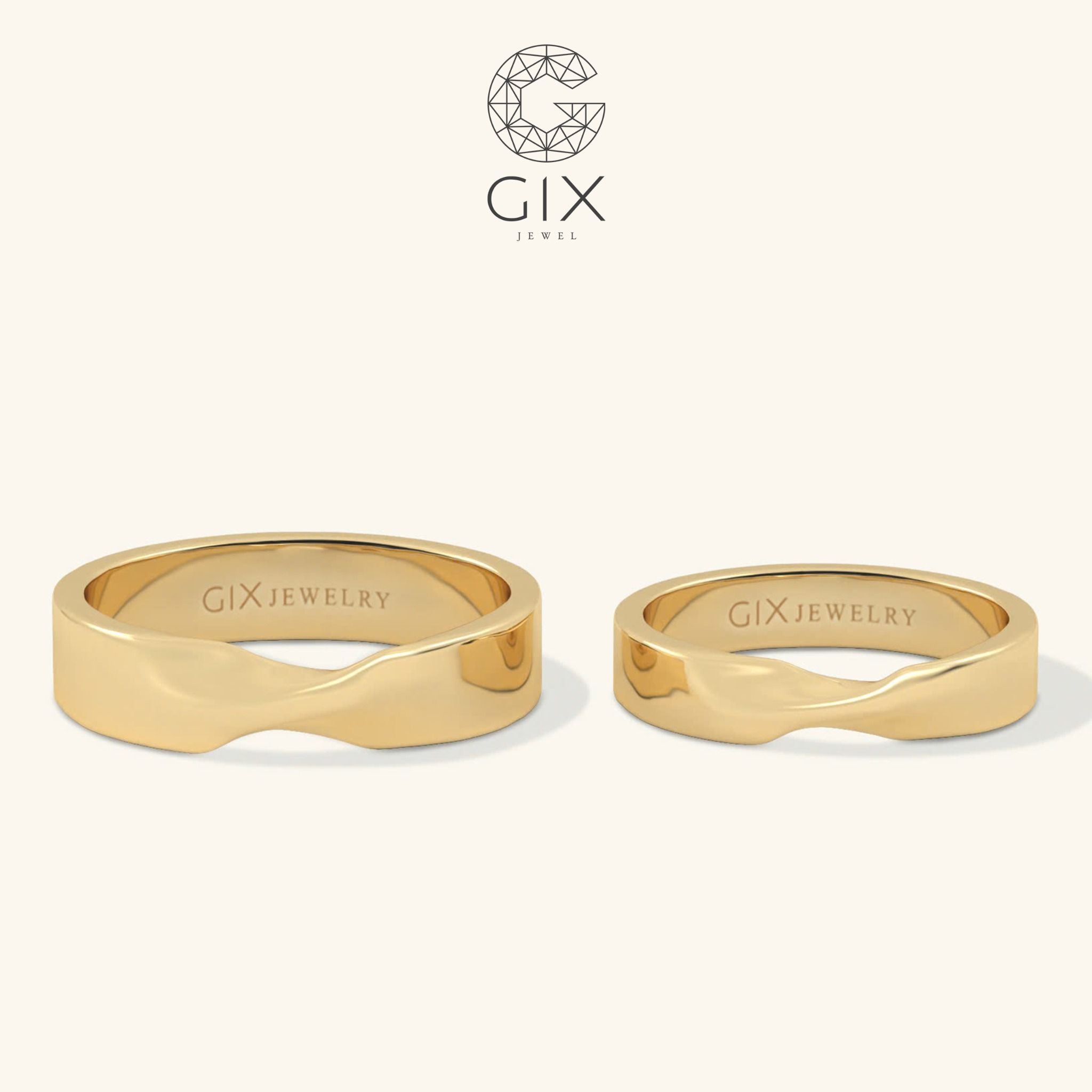  Nhẫn cưới vàng 14k vô cực đẹp khắc chữ Gix Jewel - GCR25050051 