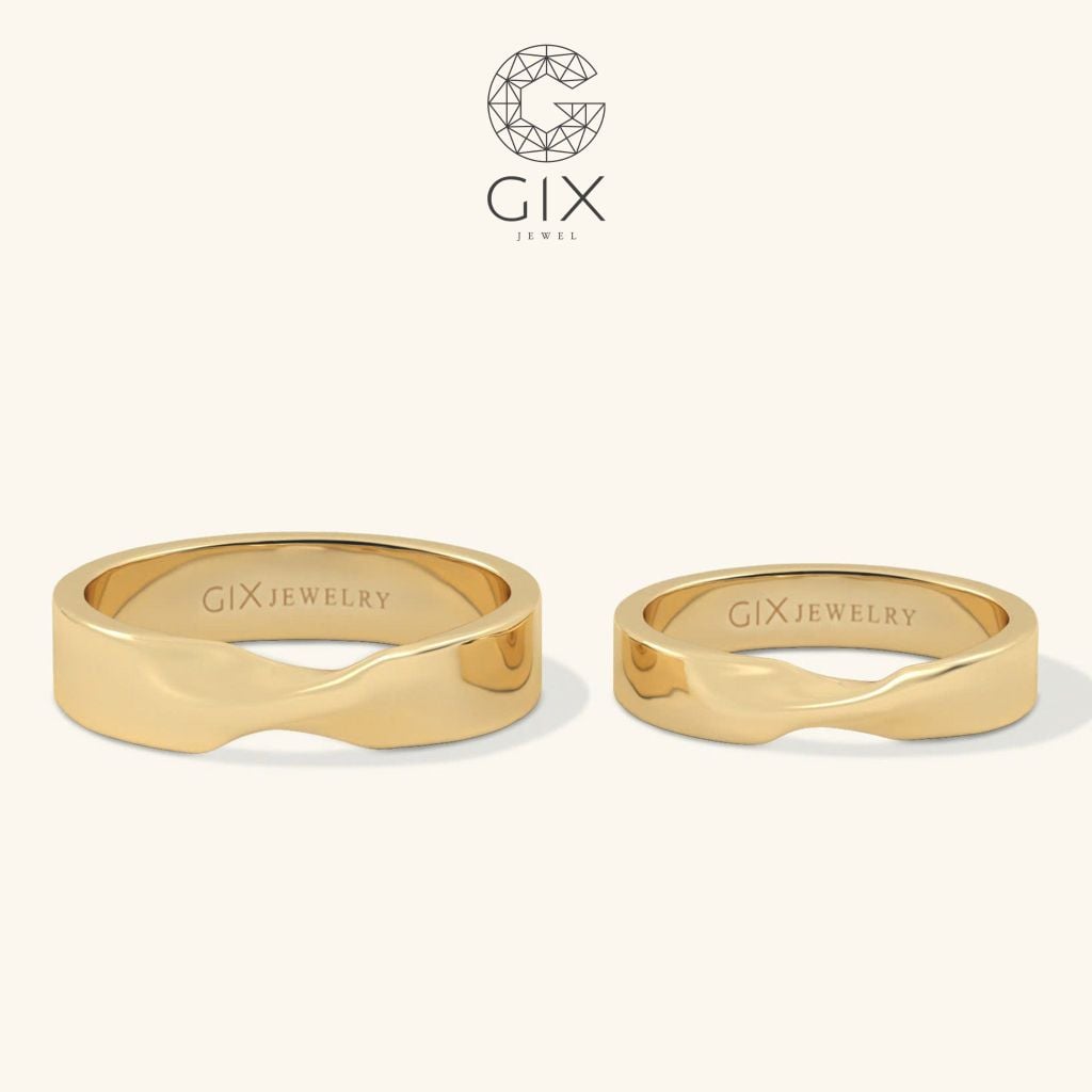 Nhẫn cưới vàng 10k vô cực đẹp khắc chữ Gix Jewel - GCR25050109