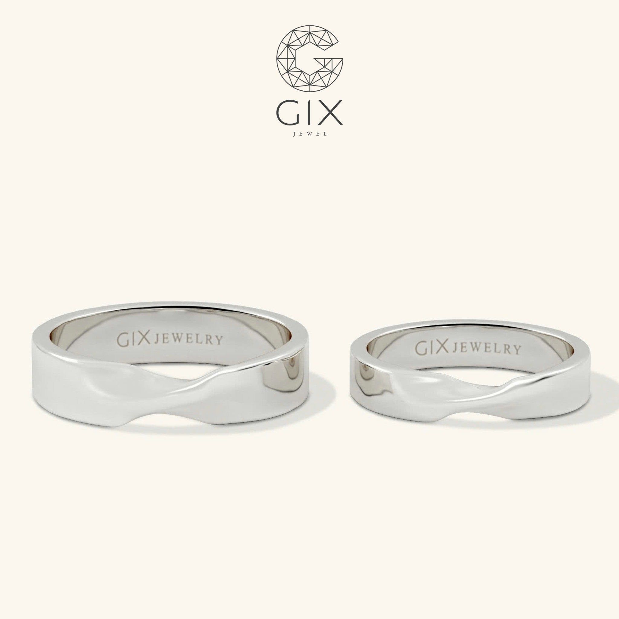  Nhẫn cưới vàng 610 vô cực đẹp khắc chữ Gix Jewel - GCR25050051 