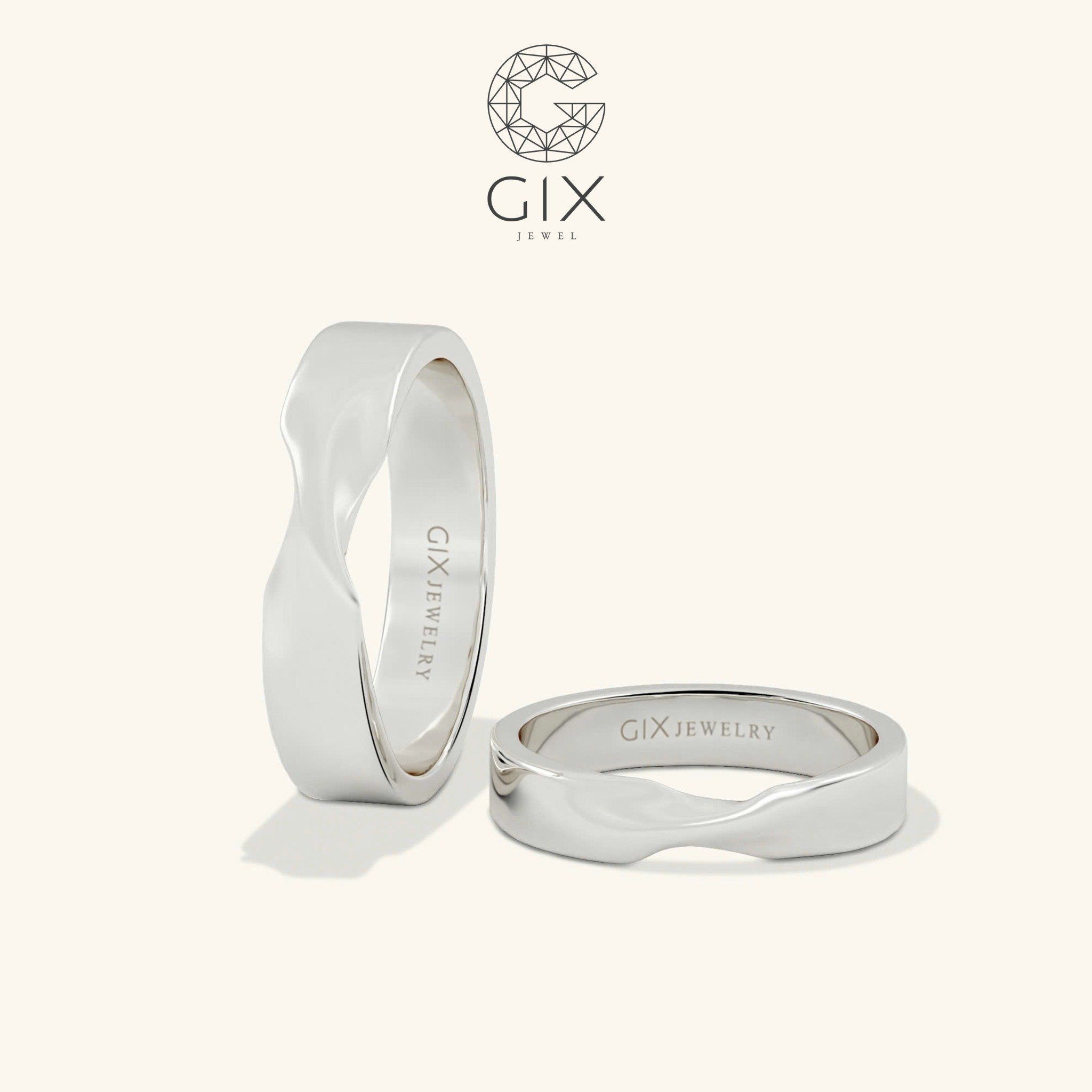  Nhẫn cưới vàng 10k vô cực đẹp khắc chữ Gix Jewel - GCR25050051 