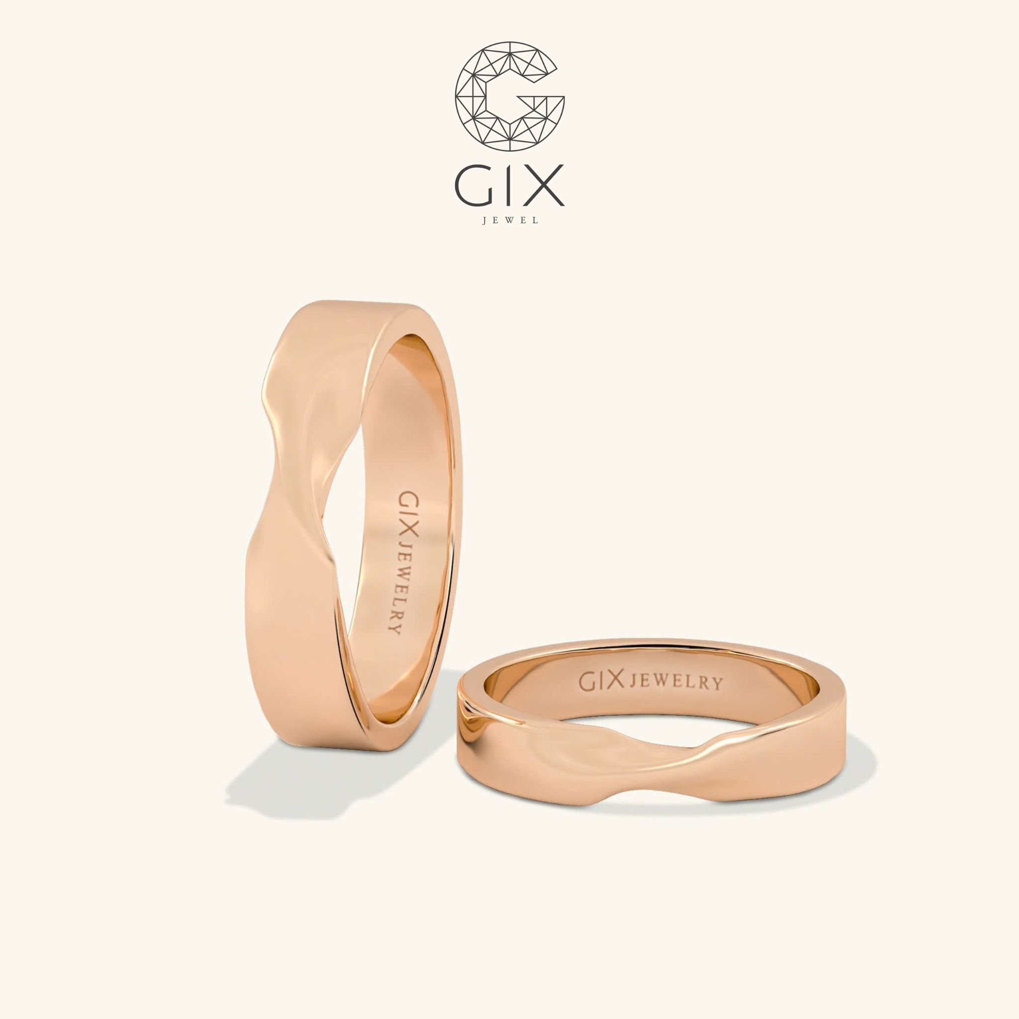  Nhẫn cưới vàng 18k vô cực đẹp khắc chữ Gix Jewel - GCR25050051 