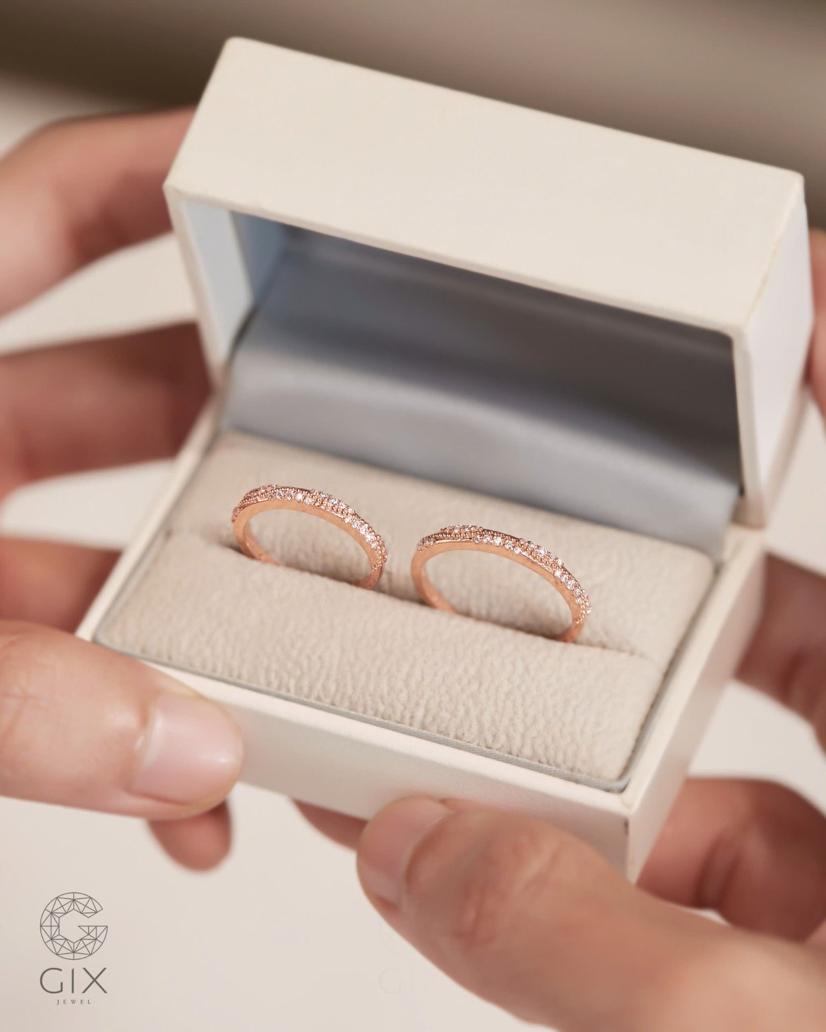  Nhẫn cưới Mature Loop vàng hồng 18k thiết kế riêng Gix Jewel 