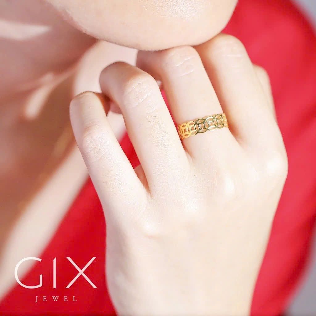 Nhẫn kim tiền nữ bạc & vàng 18k đẹp | Gix Jewel