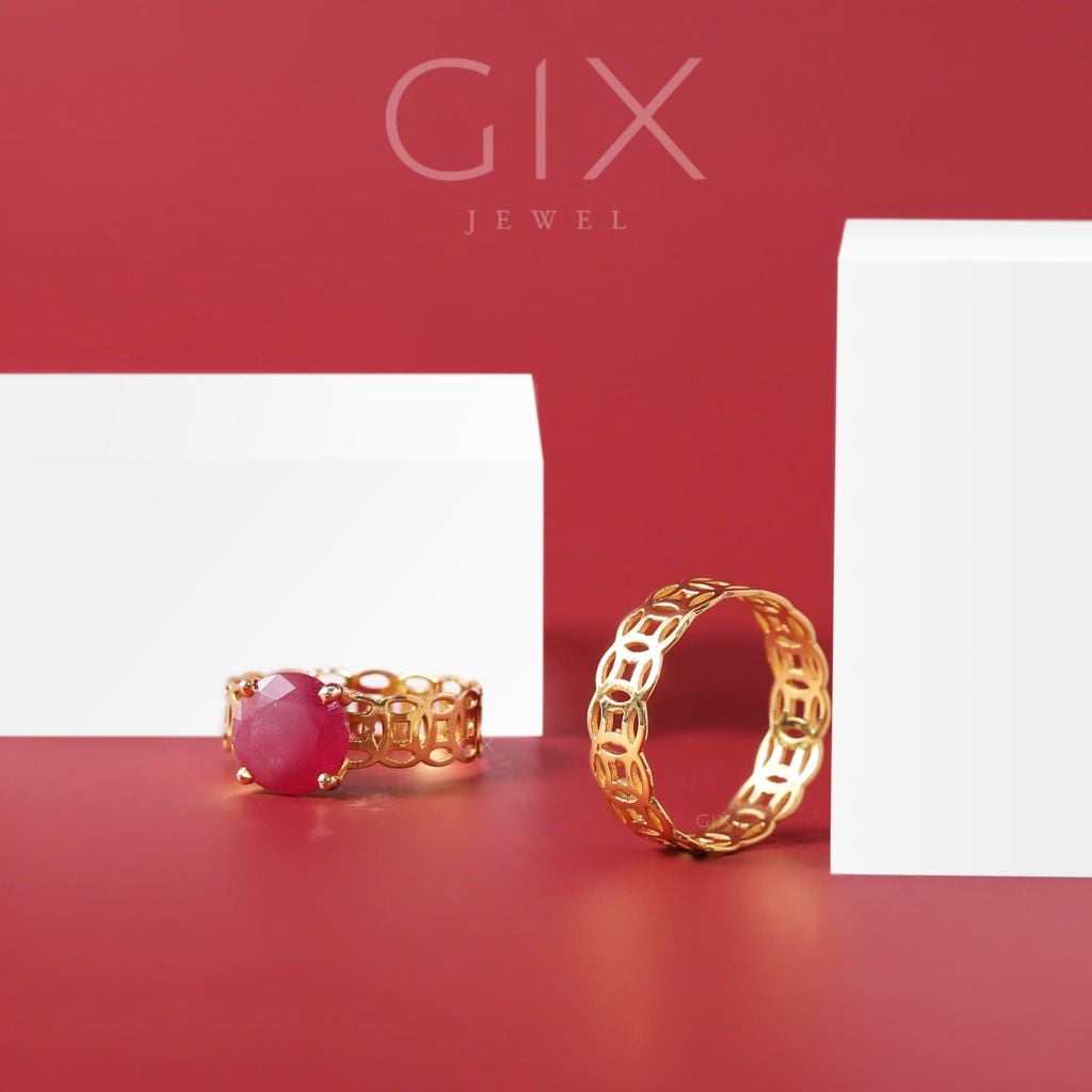 Nhẫn kim tiền nữ bạc & vàng 18k đẹp | Gix Jewel