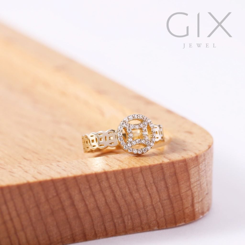 Nhẫn vàng kim tiền nữ đính đá cao cấp | Gix Jewel