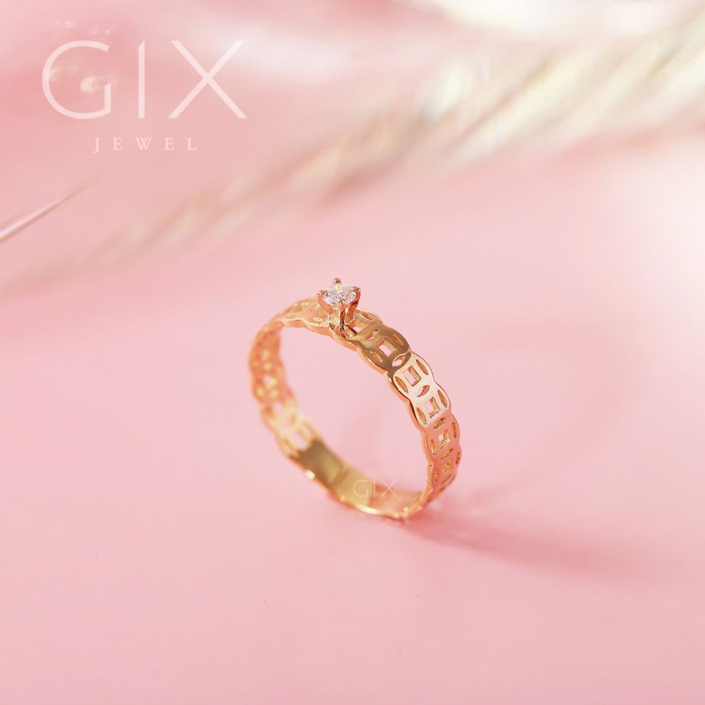 Nhẫn kim tiền vàng 18k cho nữ đính kim cương đẹp | Gix Jewel