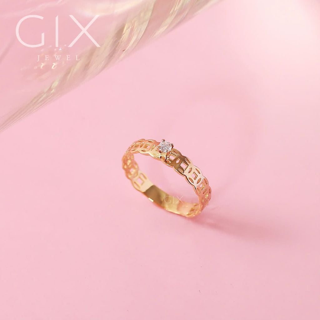Nhẫn kim tiền vàng 18k cho nữ đính kim cương đẹp | Gix Jewel