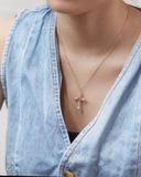  Vòng cổ chữ thập vàng 18k s925 sợi mỏng kiểu mới đính kim cương đẹp Gix 