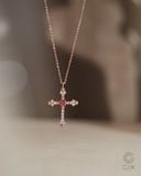  Vòng cổ chữ thập vàng 18k s925 sợi mỏng kiểu mới đính kim cương đẹp Gix 