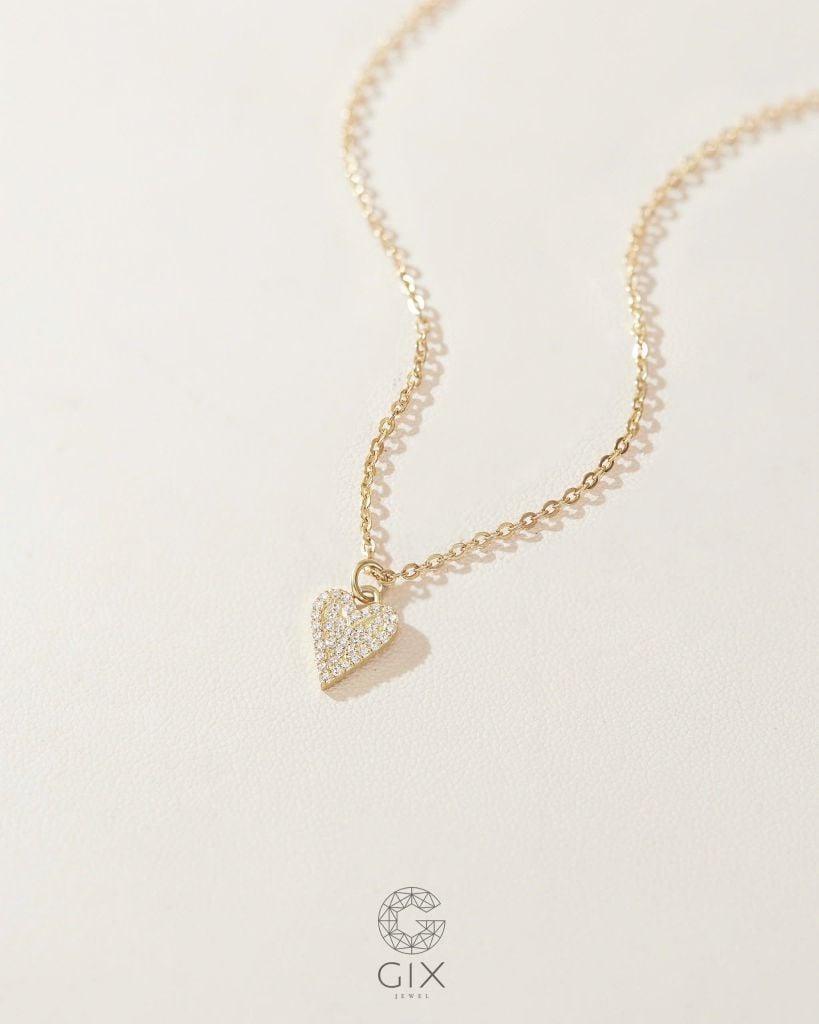  Dây chuyền trái tim kim cương vàng tây & bạc đẹp - Golden Promise | Gix Jewelry 