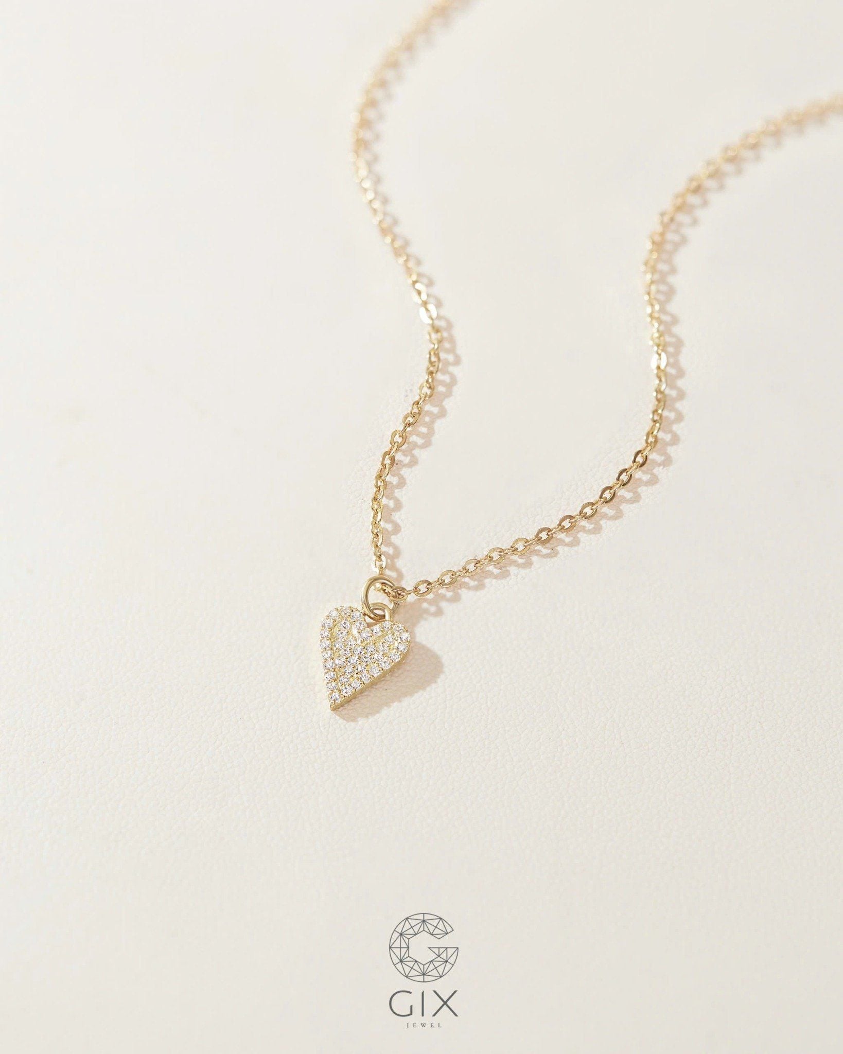  Dây chuyền trái tim kim cương vàng tây & bạc đẹp - Golden Promise | Gix Jewelry 