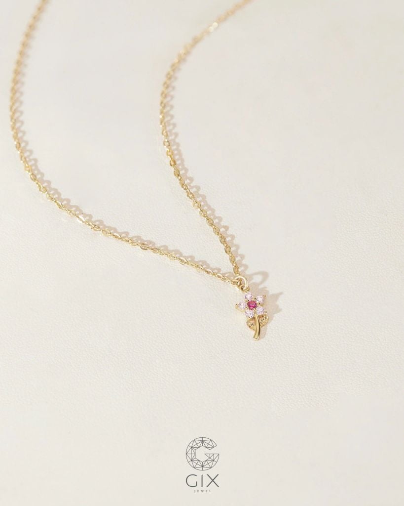  Dây chuyền vàng tây đẹp hình bông hoa - Blossom Charm | Gix Jewelry 