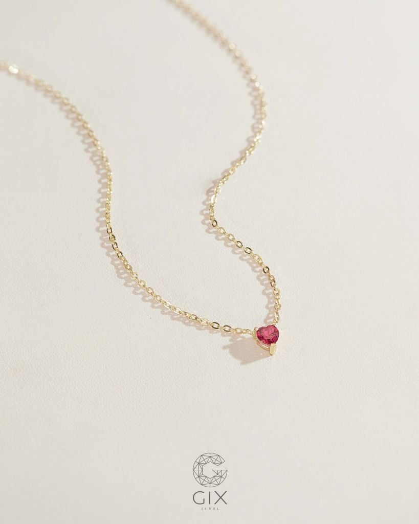  Dây chuyền đá quý đỏ hồng vàng tây & bạc đẹp - Heart of Flame | Gix Jewelry 