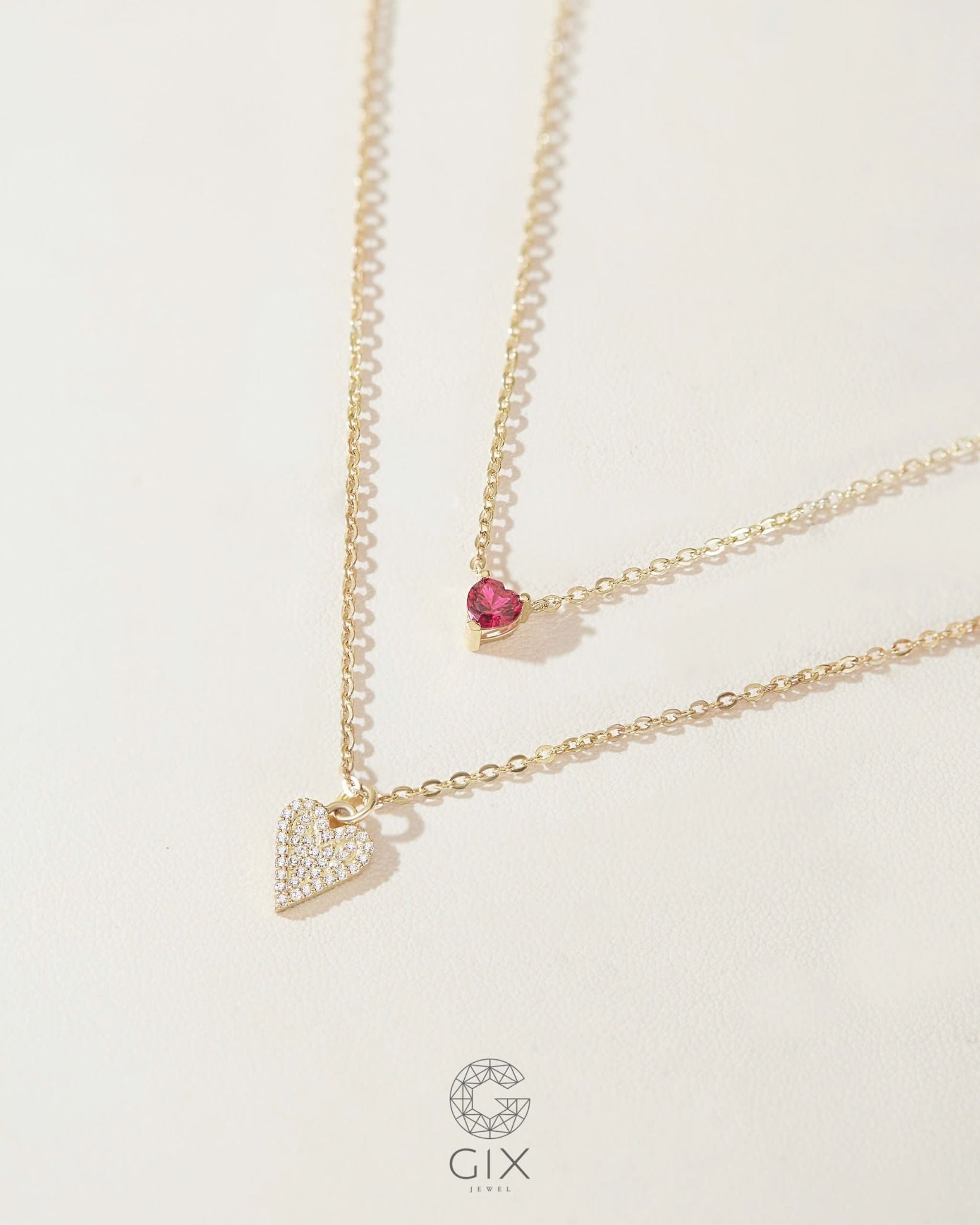  Dây chuyền đá quý đỏ hồng vàng tây & bạc đẹp - Heart of Flame | Gix Jewelry 