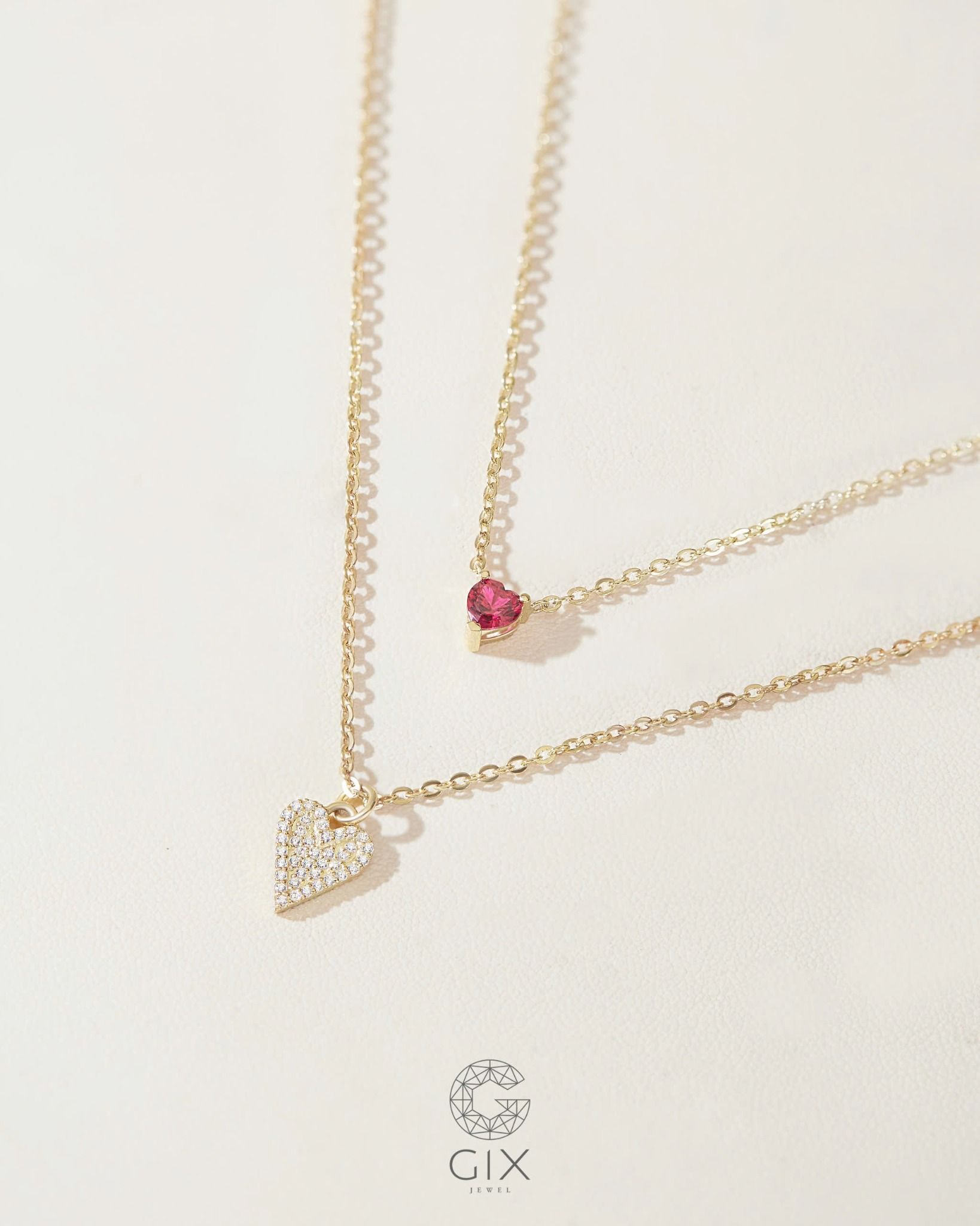  Dây chuyền trái tim kim cương vàng tây & bạc đẹp - Golden Promise | Gix Jewelry 