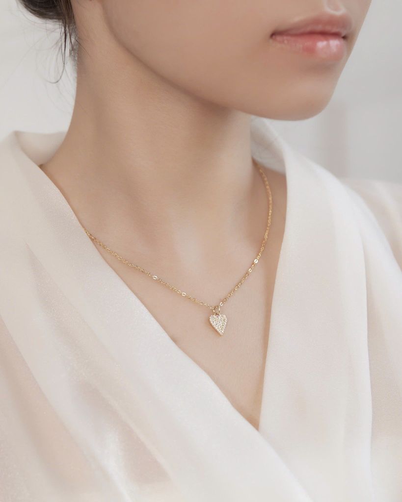  Dây chuyền trái tim kim cương vàng tây & bạc đẹp - Golden Promise | Gix Jewelry 