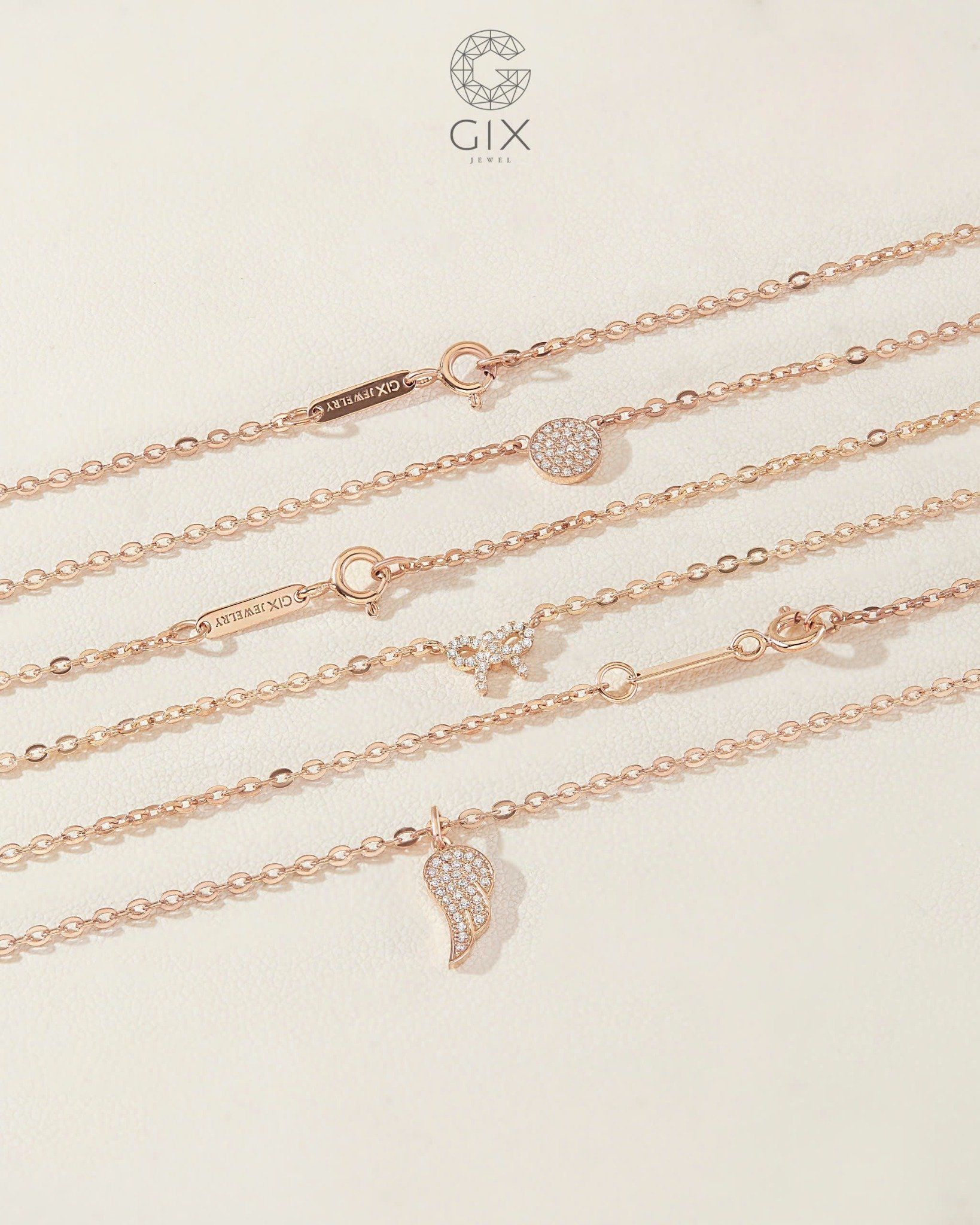  Dây chuyền vàng hồng hình đôi cánh đính đá - Angel Whisper | Gix Jewelry 