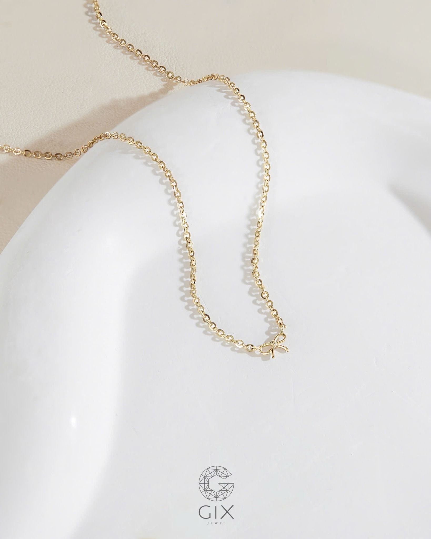  Dây chuyền nơ nhỏ vàng & bạc đẹp sợi mảnh - Ribbon Mini | Gix Jewelry 