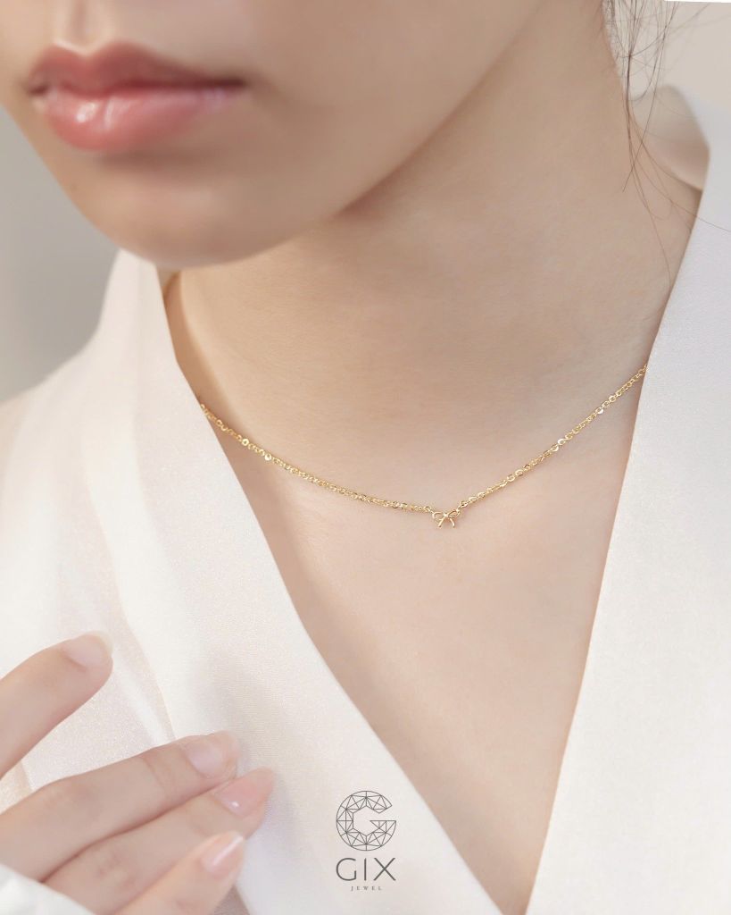  Dây chuyền nơ nhỏ vàng & bạc đẹp sợi mảnh - Ribbon Mini | Gix Jewelry 