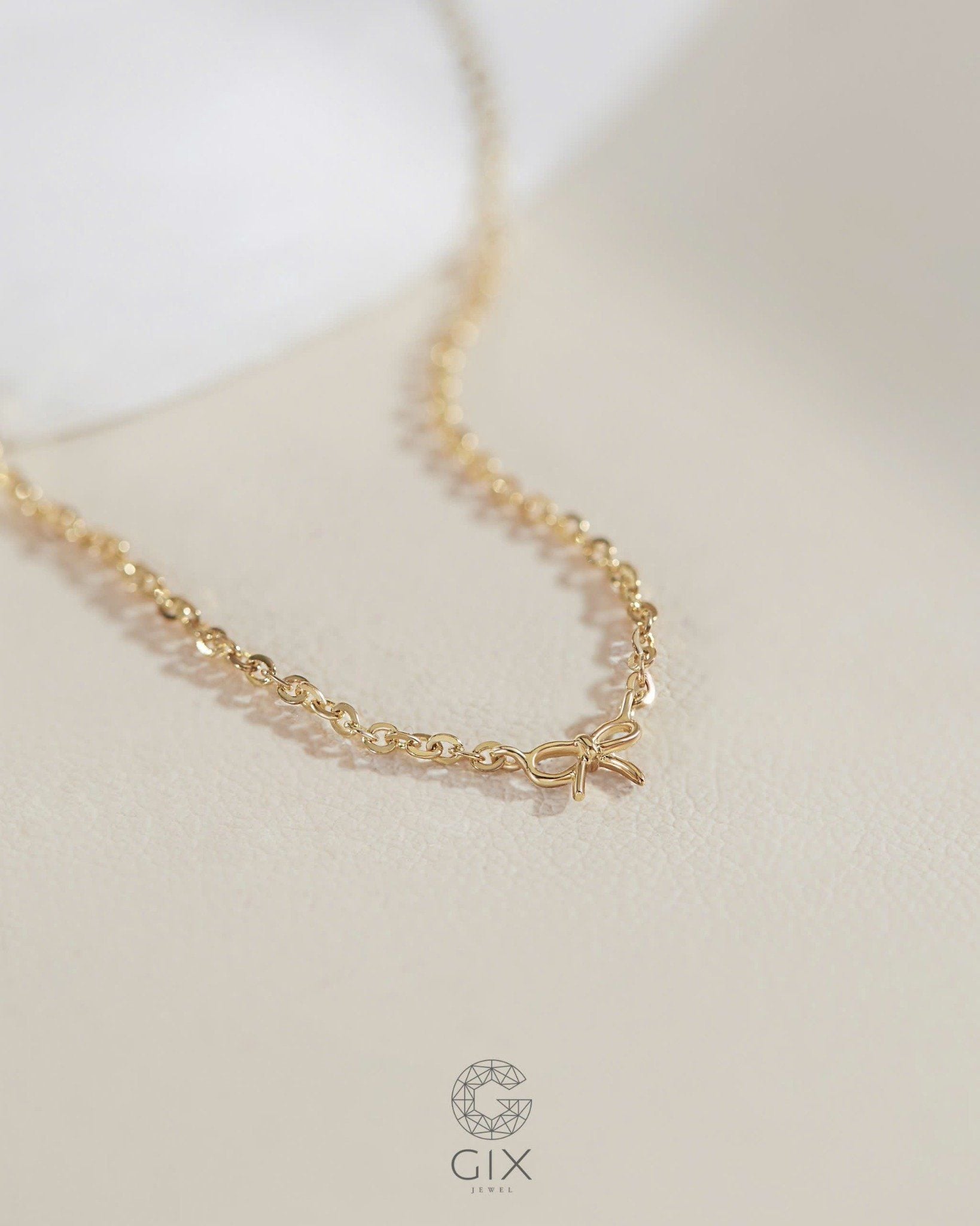  Dây chuyền nơ nhỏ vàng & bạc đẹp sợi mảnh - Ribbon Mini | Gix Jewelry 