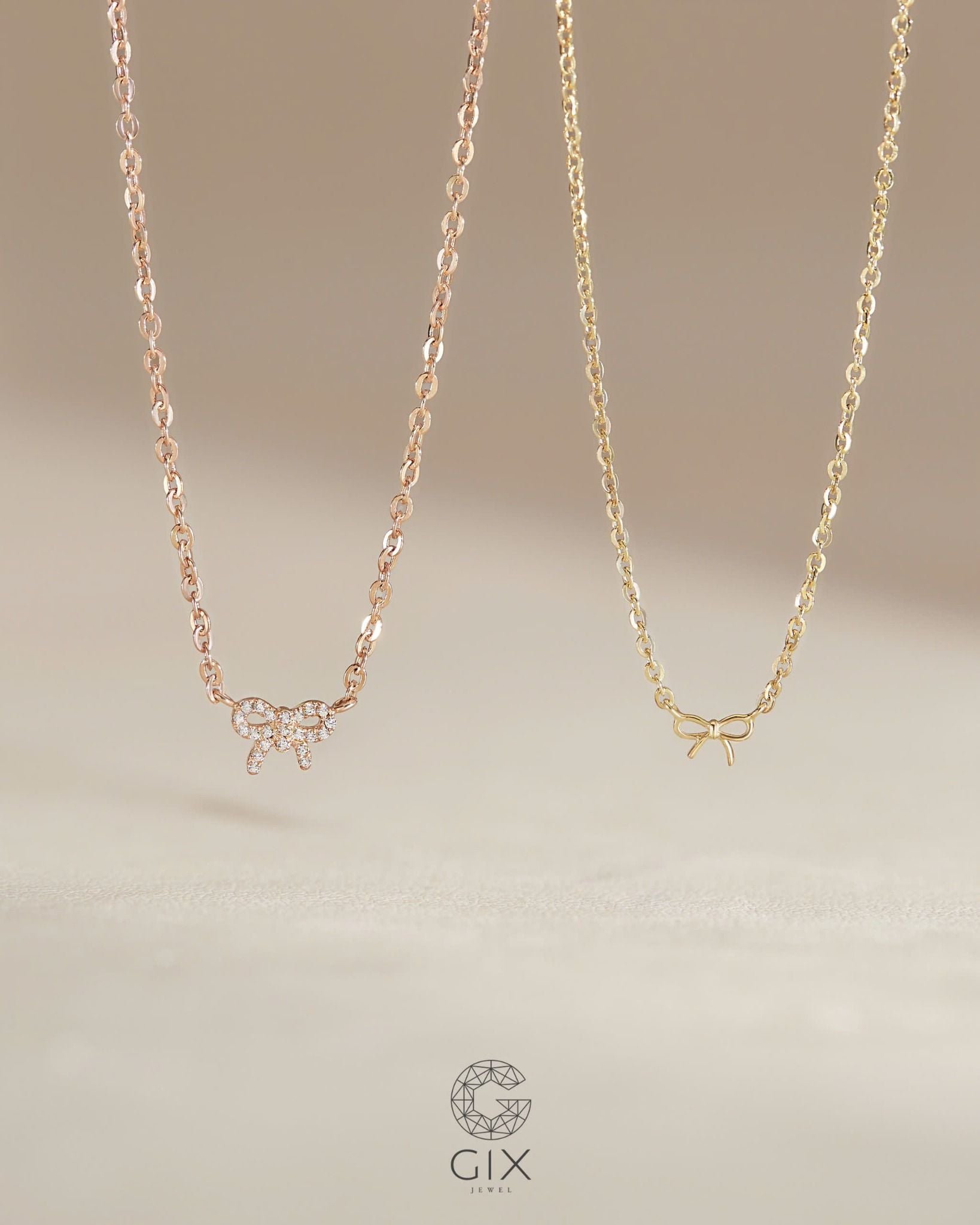 Dây chuyền nơ nhỏ vàng & bạc đẹp sợi mảnh - Ribbon Mini | Gix Jewelry 