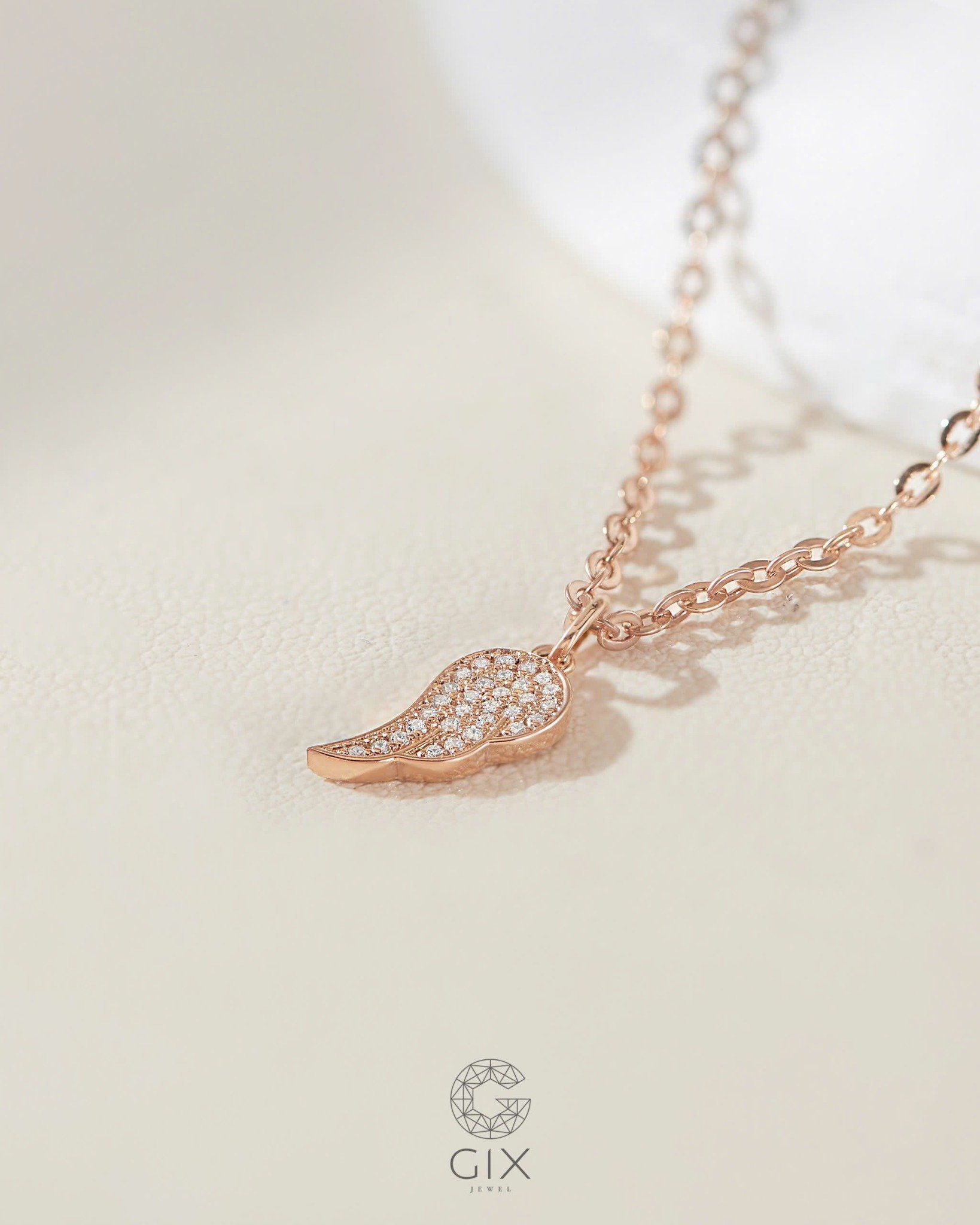  Dây chuyền vàng hồng hình đôi cánh đính đá - Angel Whisper | Gix Jewelry 