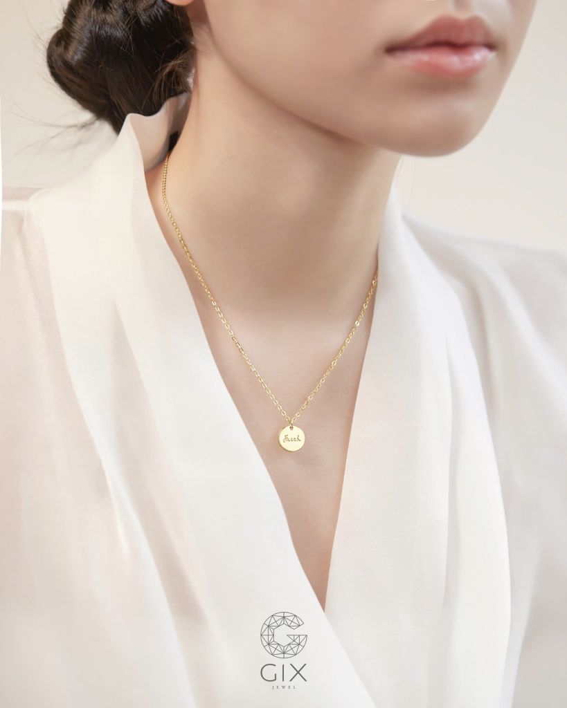  Dây chuyền bạc mạ vàng hình tròn đồng xu khắc chữ - Faith Disc | Gix Jewelry 